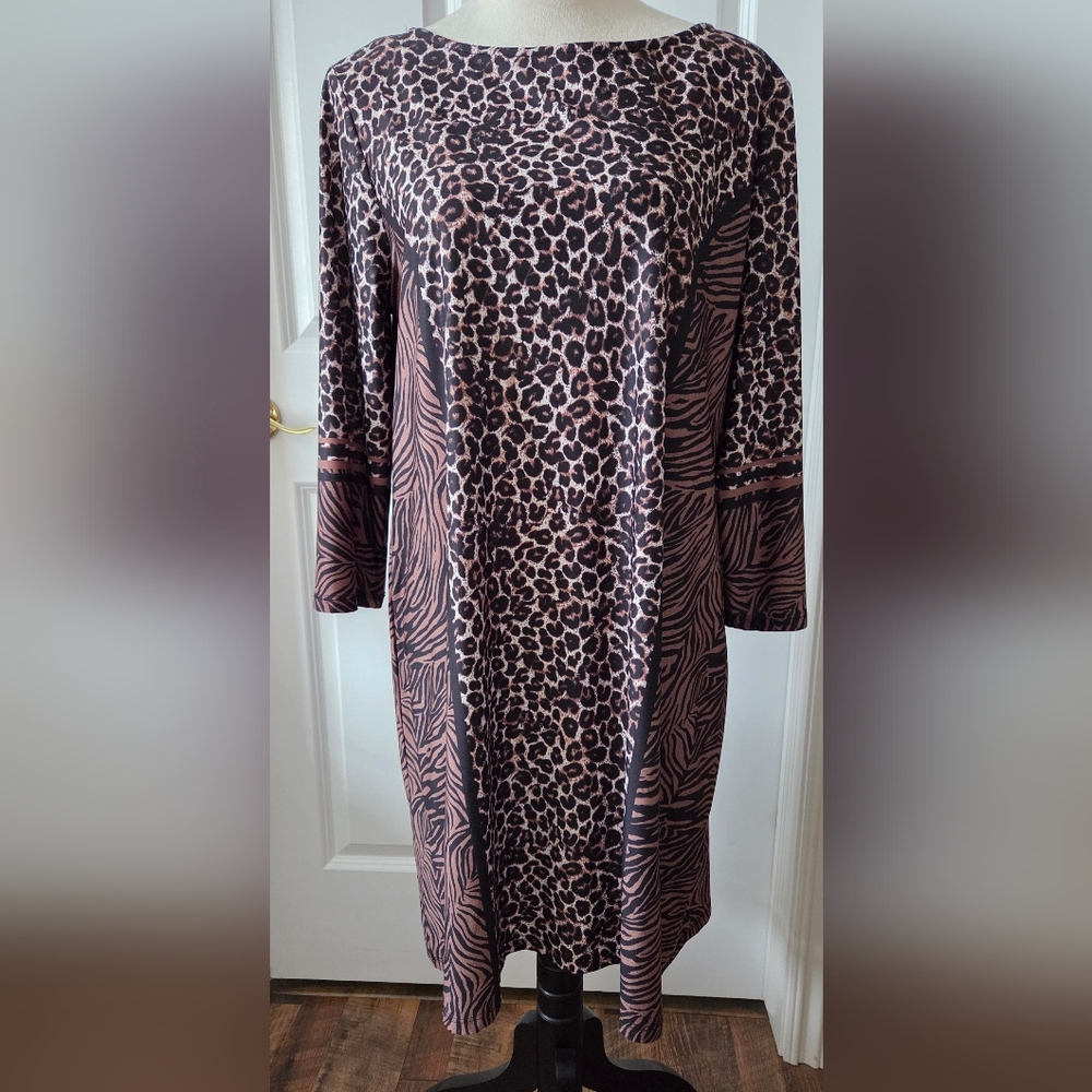 Isle by Melis Kozan Animal Print Dress – 3/4 Sleeve Size XL